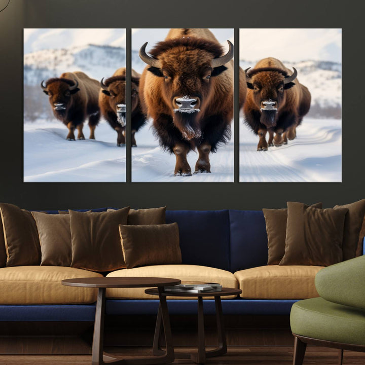 Cow Bighorn Wall Art Canvas Print, Longhorn Texas Large Cow Animal Canvas Print