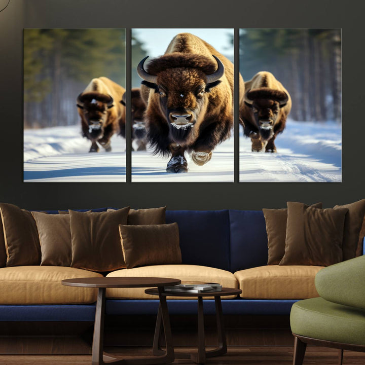 Cow Bighorn Wall Art Canvas Print, Longhorn Texas Large Cow Animal Canvas Print