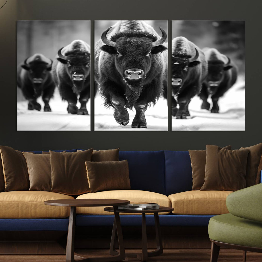 Cow Bighorn Wall Art Canvas Print, Longhorn Texas Large Cow Animal Canvas Print