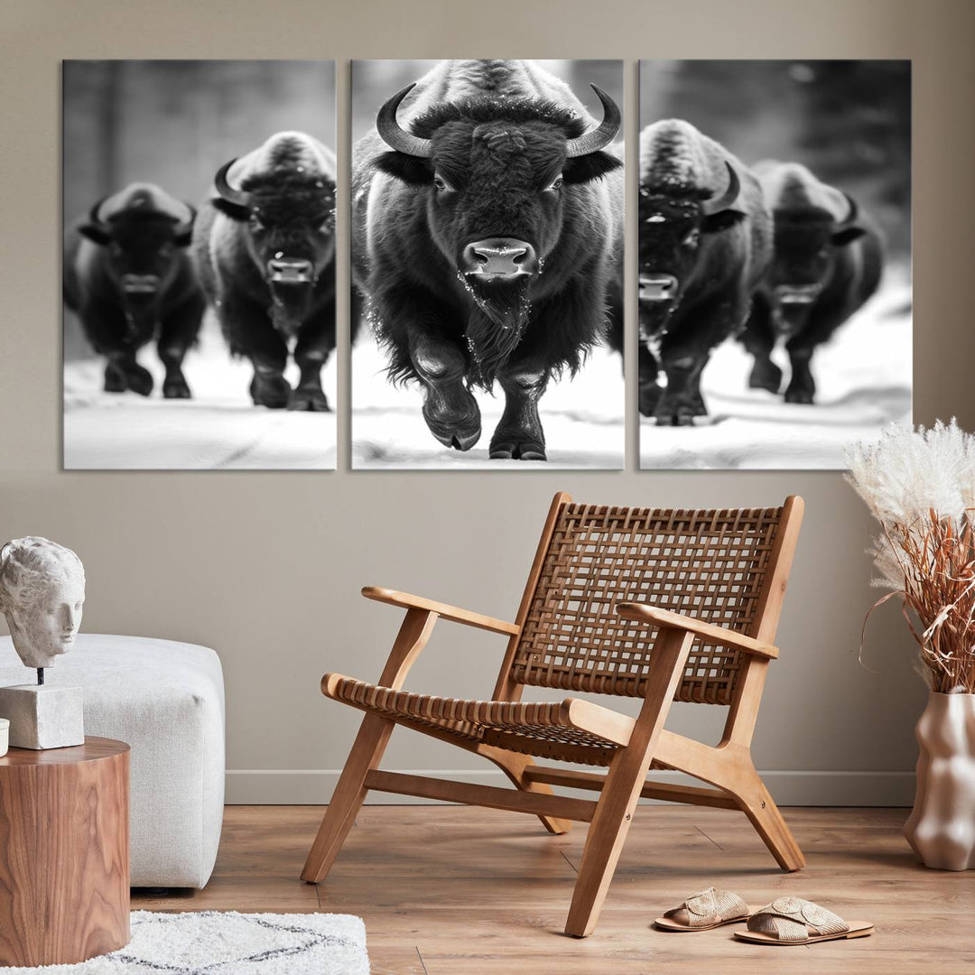 Cow Bighorn Wall Art Canvas Print, Longhorn Texas Large Cow Animal Canvas Print