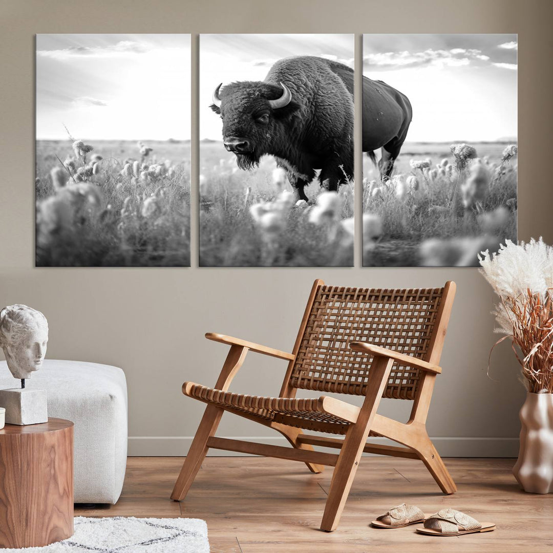 Cow Bighorn Wall Art Canvas Print, Longhorn Texas Large Cow Animal Canvas Print