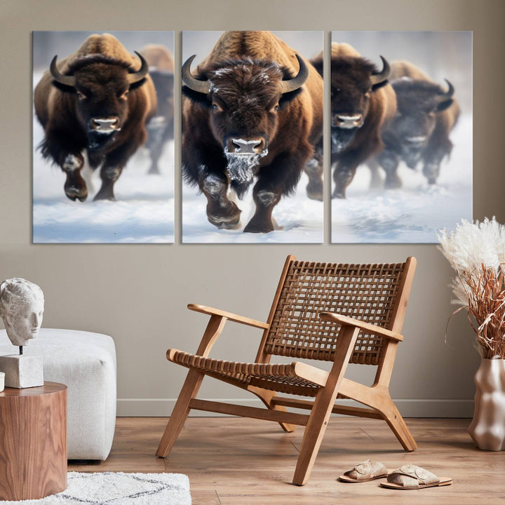 Cow Bighorn Wall Art Canvas Print, Longhorn Texas Large Cow Animal Canvas Print