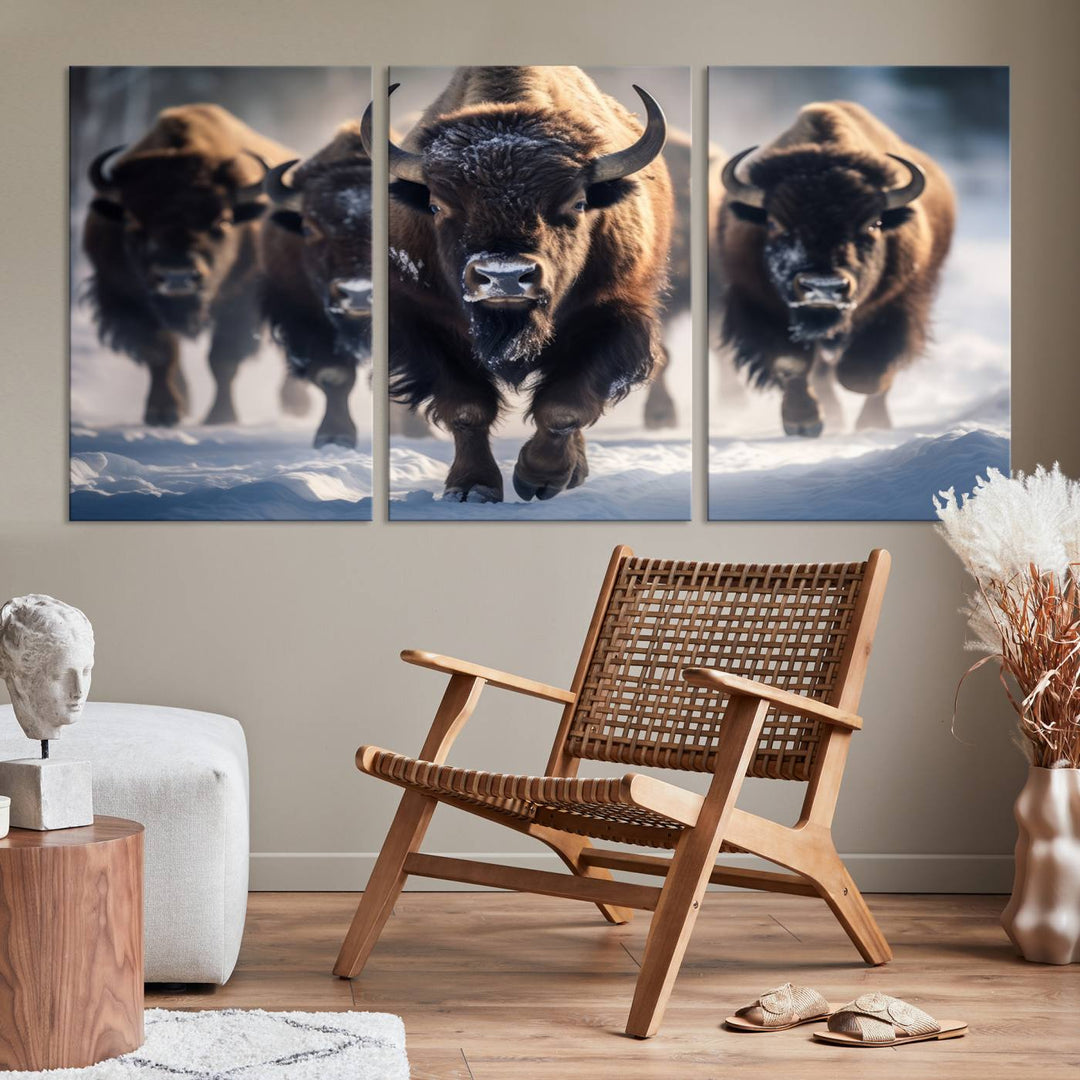 Cow Bighorn Wall Art Canvas Print, Longhorn Texas Large Cow Animal Canvas Print