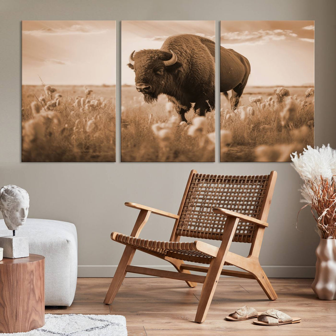 Cow Bighorn Wall Art Canvas Print, Longhorn Texas Large Cow Animal Canvas Print