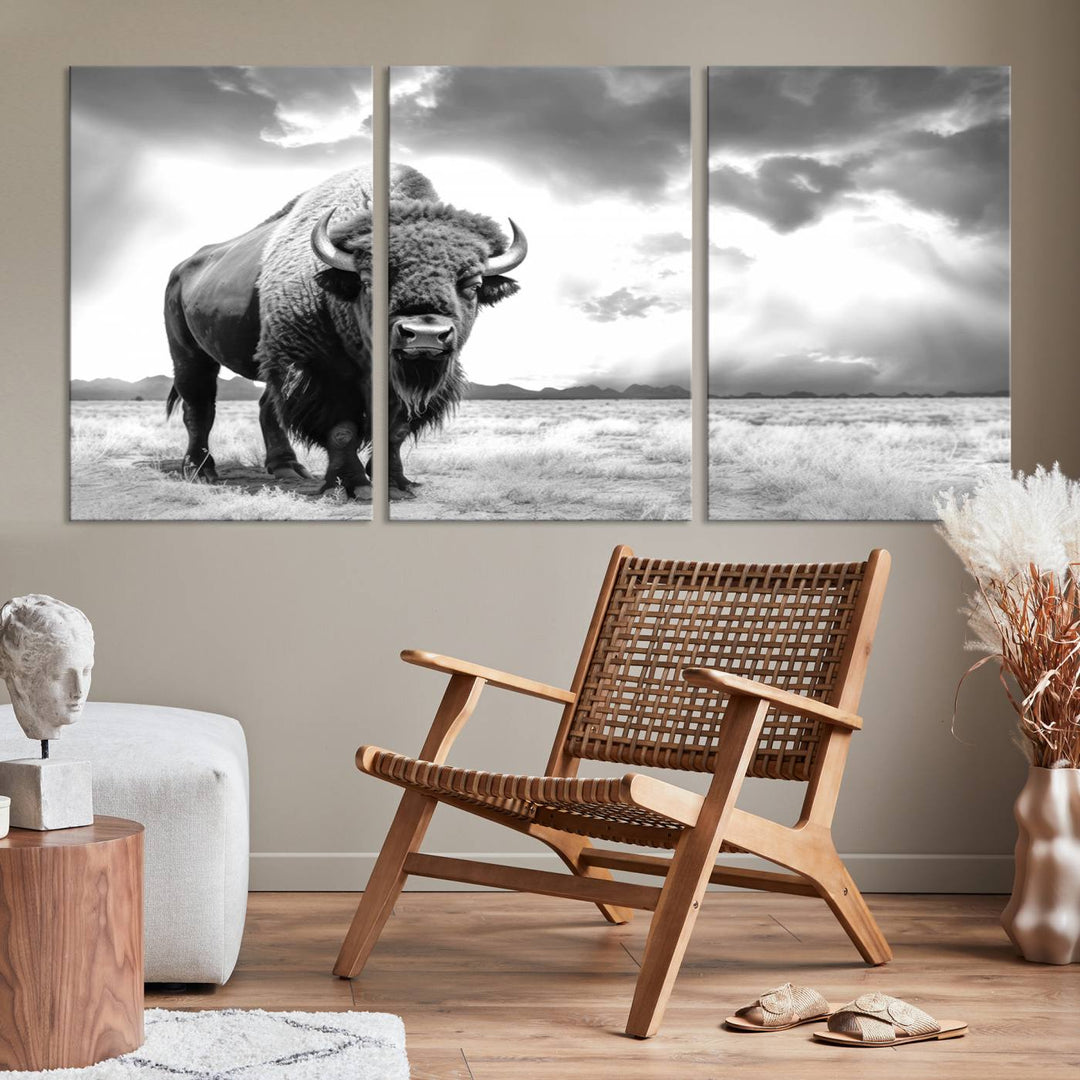 Cow Bighorn Wall Art Canvas Print, Longhorn Texas Large Cow Animal Canvas Print