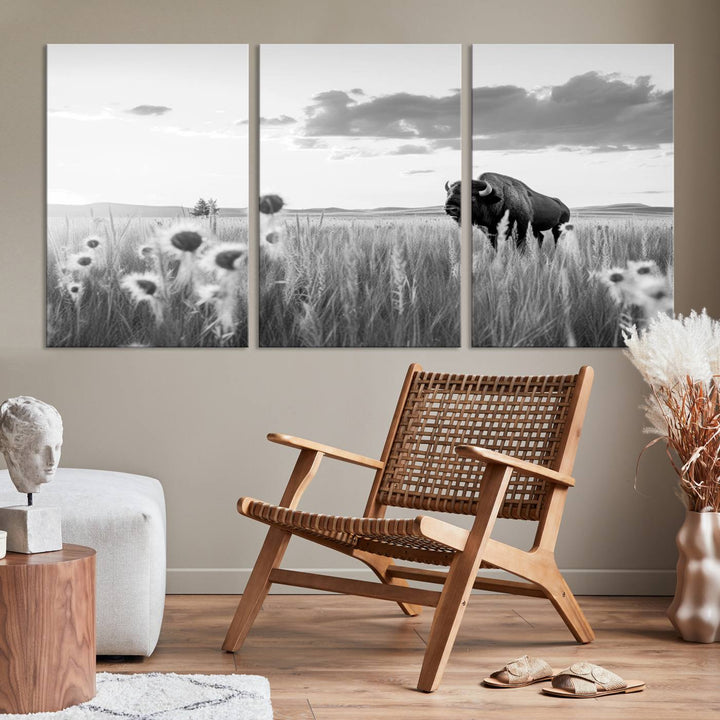 Cow Bighorn Wall Art Canvas Print, Longhorn Texas Large Cow Animal Canvas Print