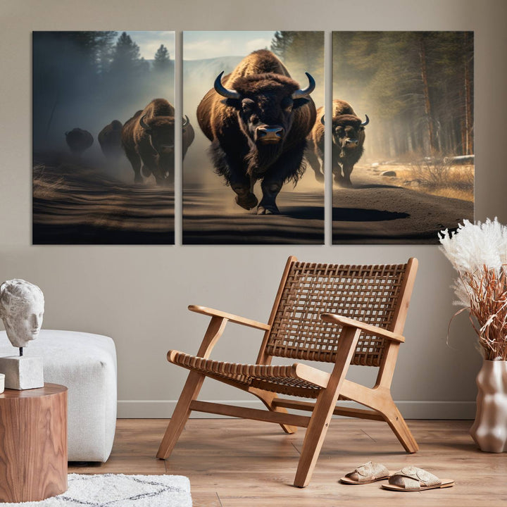 Cow Bighorn Wall Art Canvas Print, Longhorn Texas Large Cow Animal Canvas Print