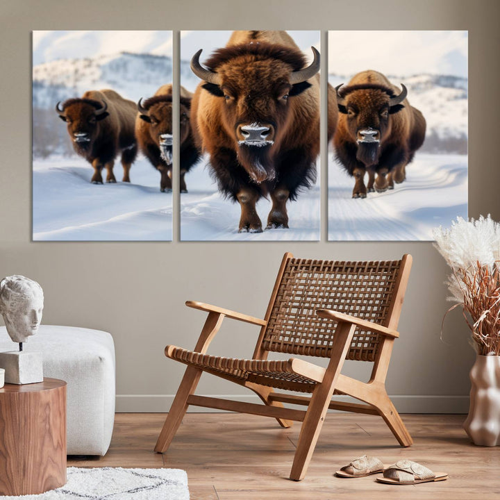 Cow Bighorn Wall Art Canvas Print, Longhorn Texas Large Cow Animal Canvas Print