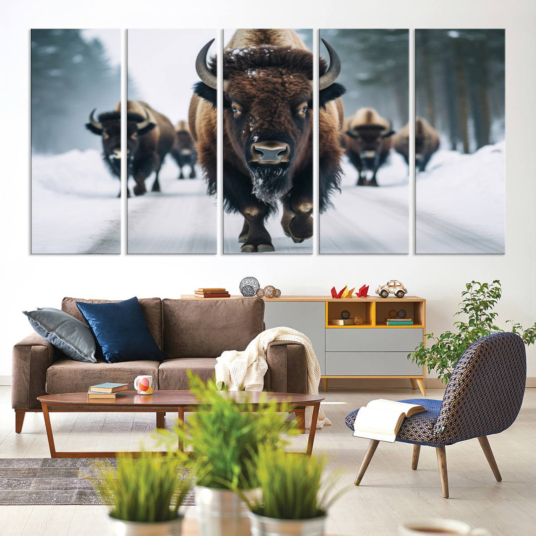 Cow Bighorn Wall Art Canvas Print, Longhorn Texas Large Cow Animal Canvas Print