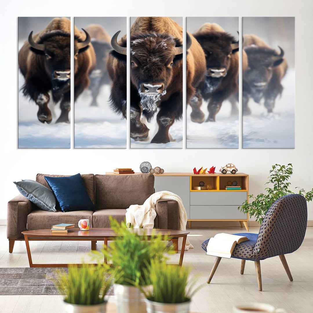 Cow Bighorn Wall Art Canvas Print, Longhorn Texas Large Cow Animal Canvas Print