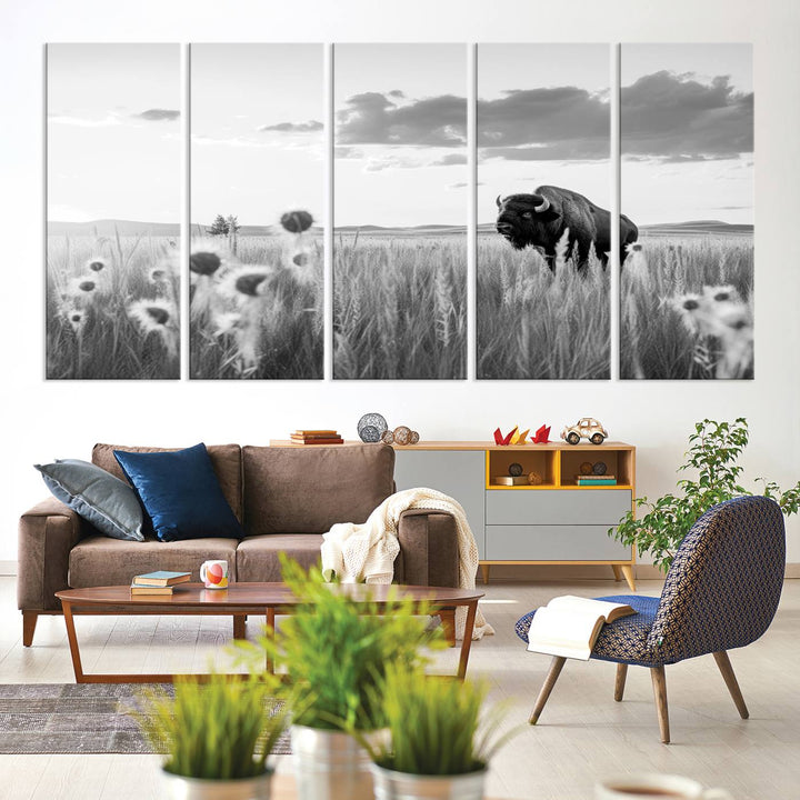 Cow Bighorn Wall Art Canvas Print, Longhorn Texas Large Cow Animal Canvas Print