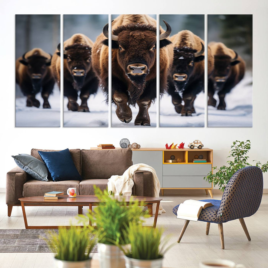 Cow Bighorn Wall Art Canvas Print, Longhorn Texas Large Cow Animal Canvas Print