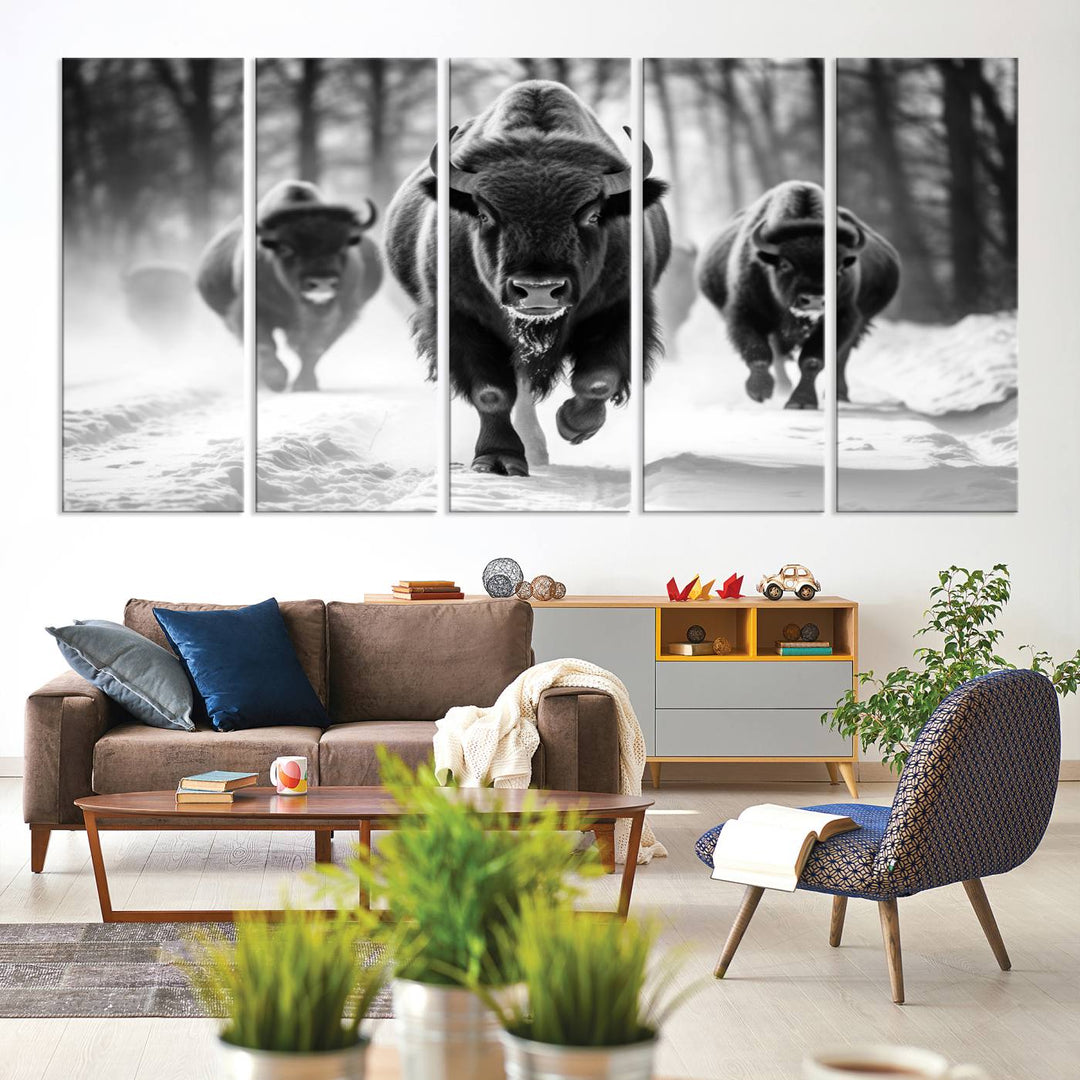 Cow Bighorn Wall Art Canvas Print, Longhorn Texas Large Cow Animal Canvas Print