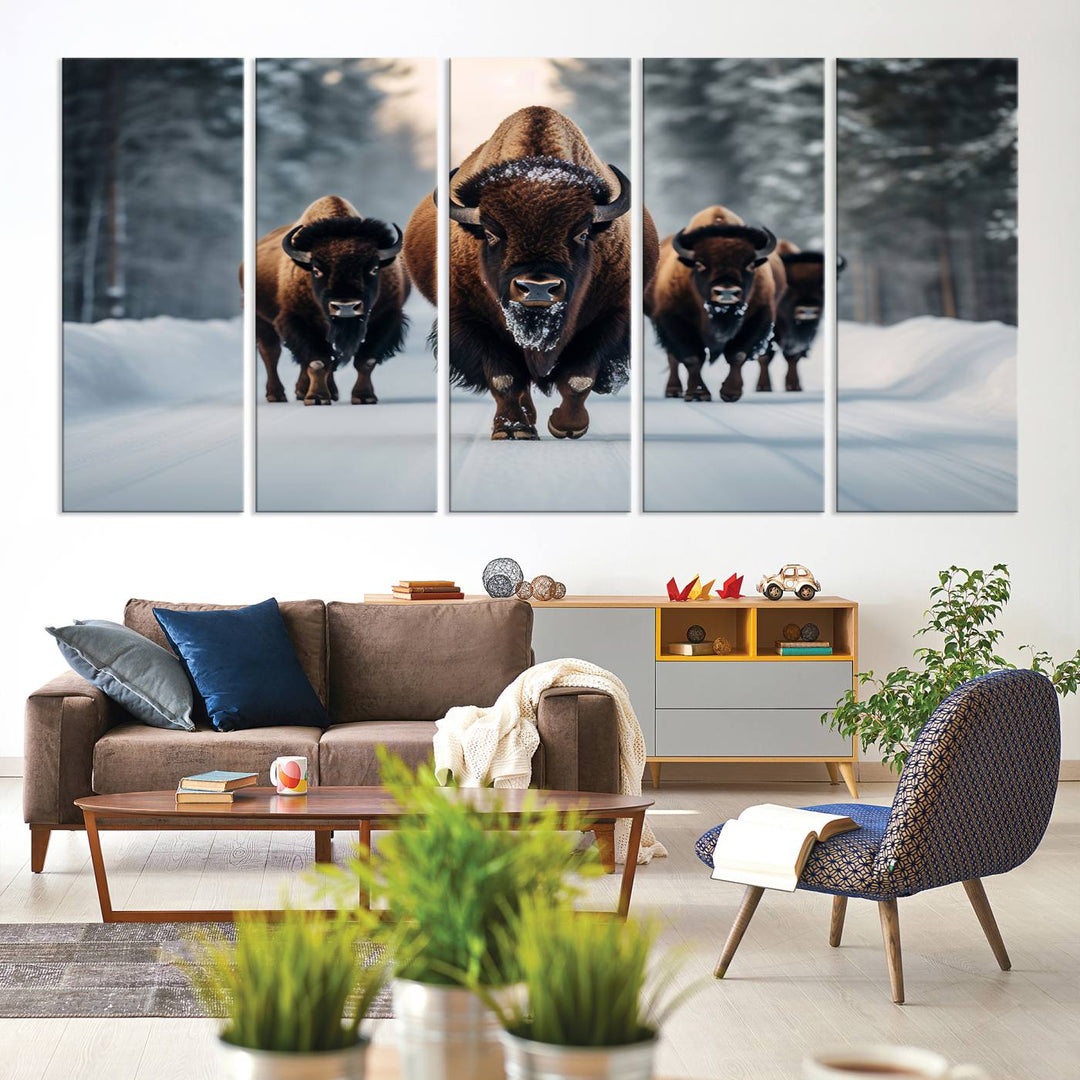 Cow Bighorn Wall Art Canvas Print, Longhorn Texas Large Cow Animal Canvas Print