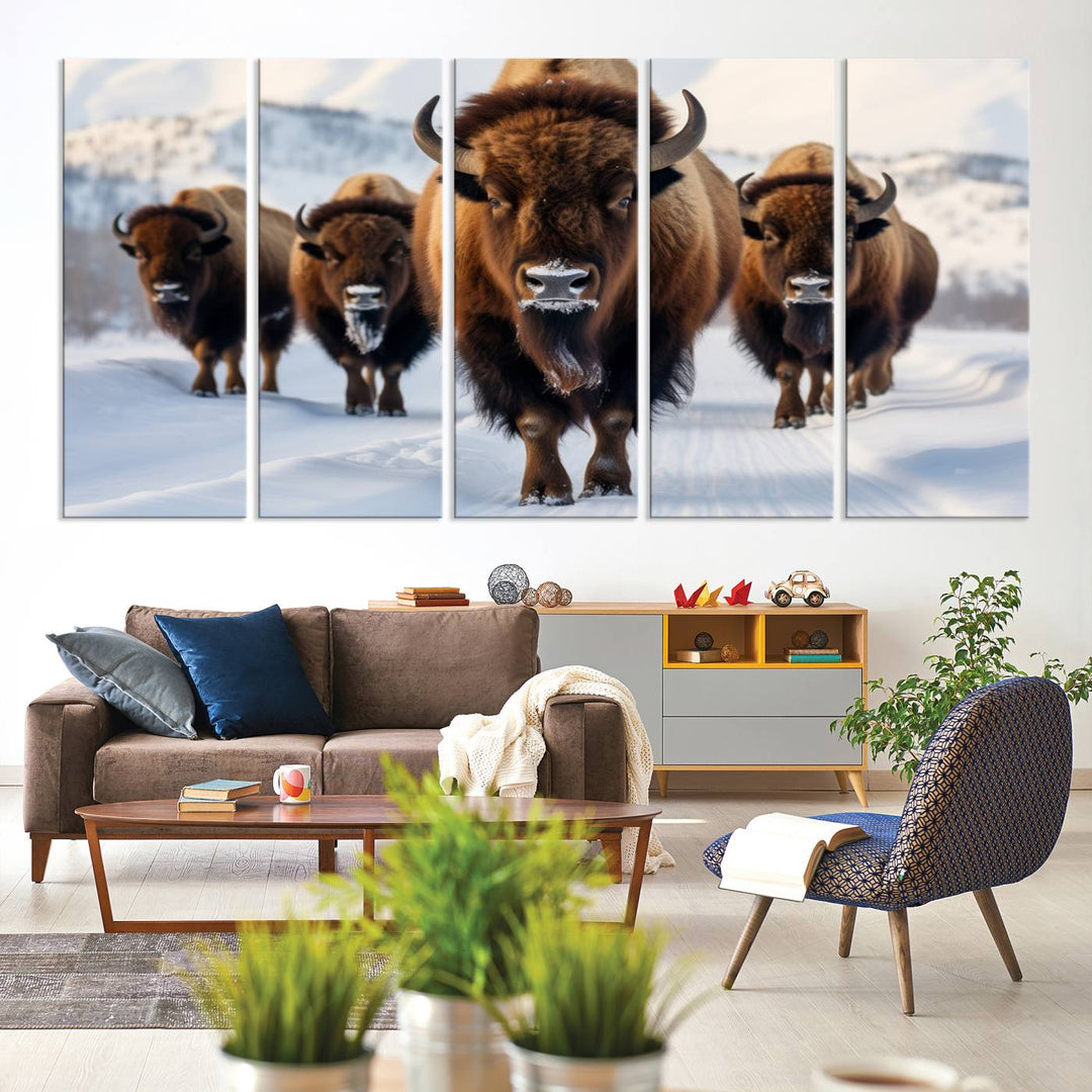 Cow Bighorn Wall Art Canvas Print, Longhorn Texas Large Cow Animal Canvas Print