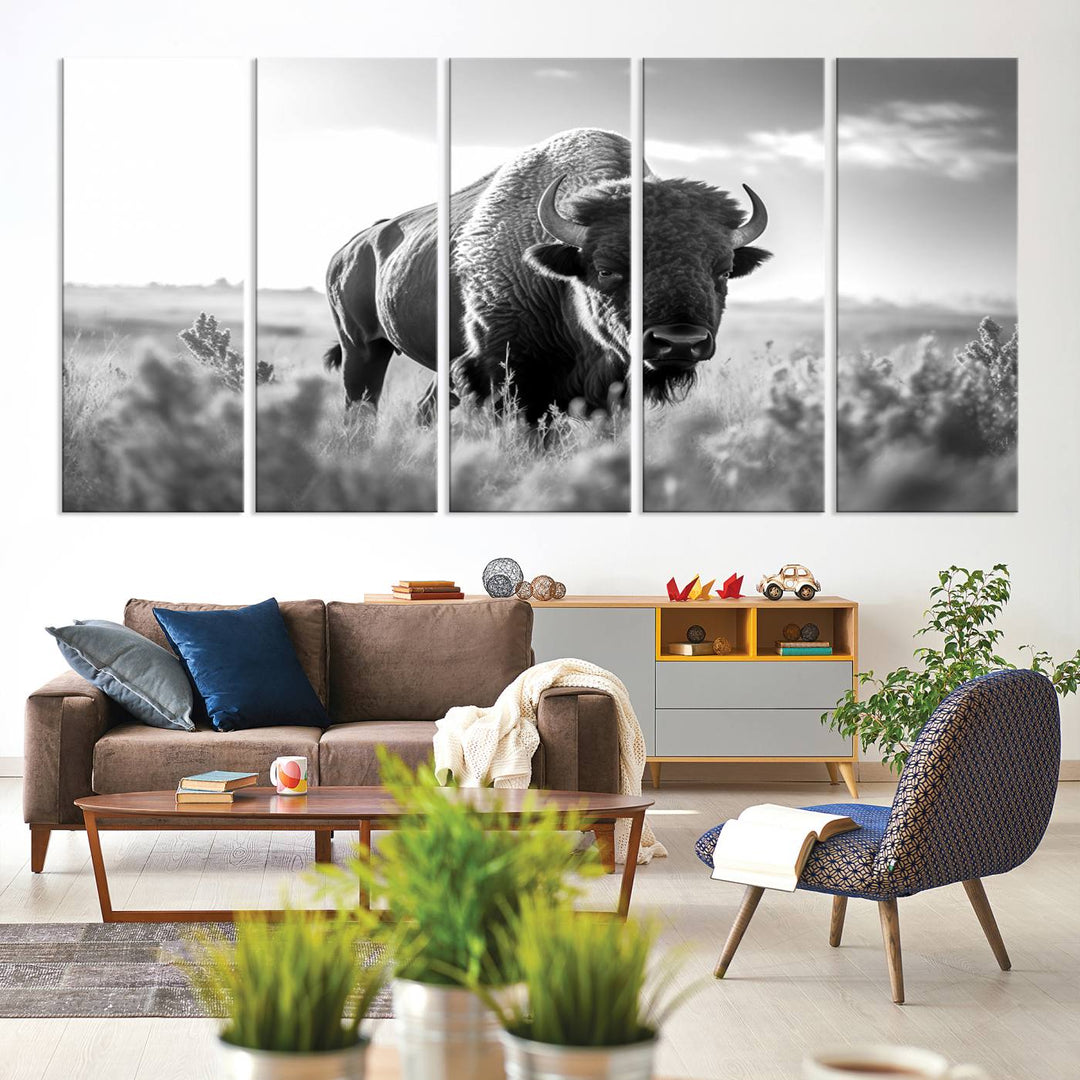 Cow Bighorn Wall Art Canvas Print, Longhorn Texas Large Cow Animal Canvas Print