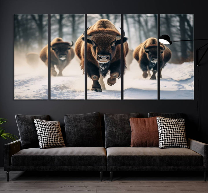 Cow Bighorn Wall Art Canvas Print, Longhorn Texas Large Cow Animal Canvas Print