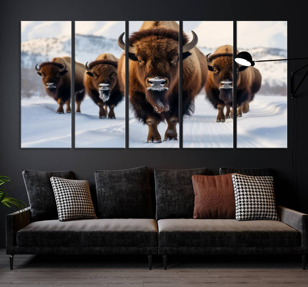 Cow Bighorn Wall Art Canvas Print, Longhorn Texas Large Cow Animal Canvas Print