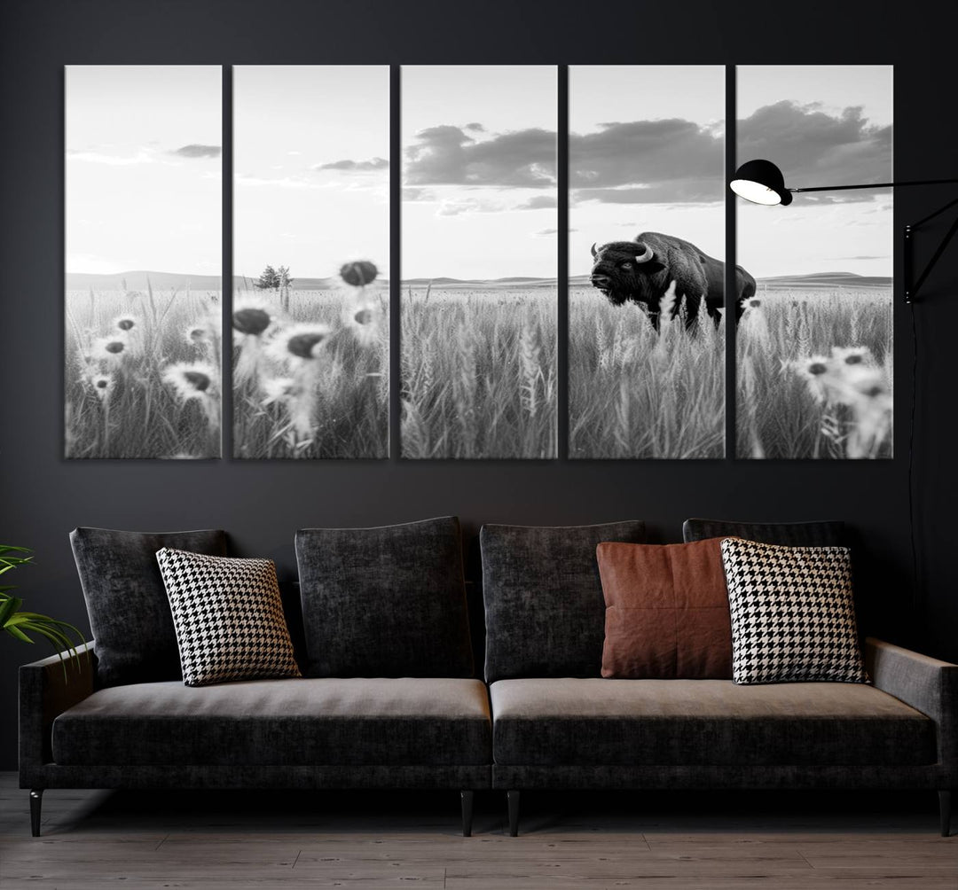 Cow Bighorn Wall Art Canvas Print, Longhorn Texas Large Cow Animal Canvas Print