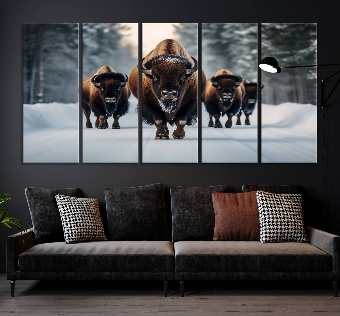 Cow Bighorn Wall Art Canvas Print, Longhorn Texas Large Cow Animal Canvas Print