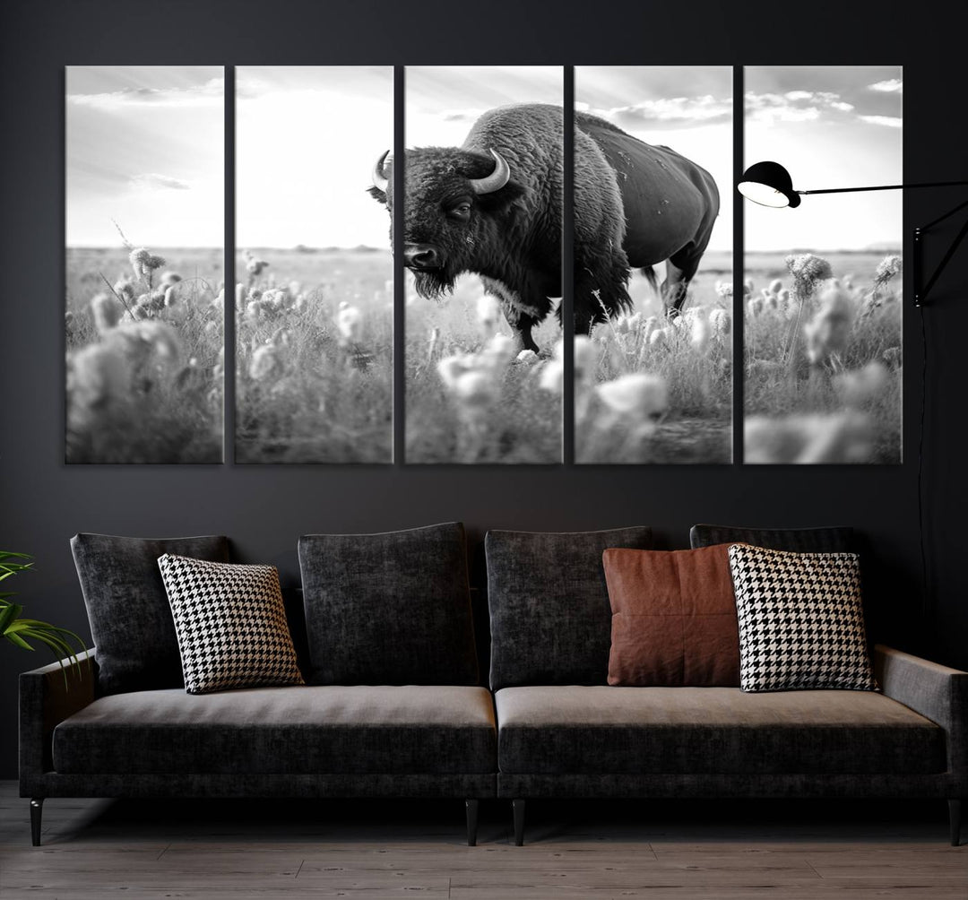 Cow Bighorn Wall Art Canvas Print, Longhorn Texas Large Cow Animal Canvas Print