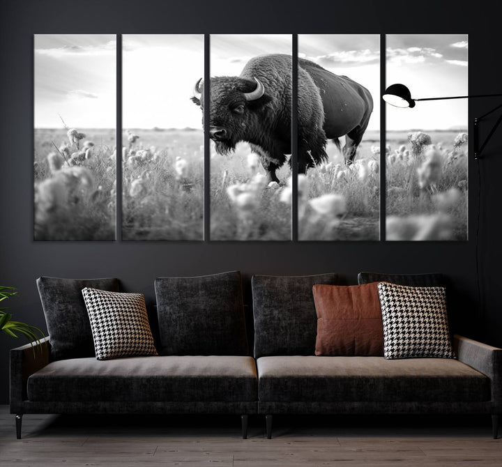 Cow Bighorn Wall Art Canvas Print, Longhorn Texas Large Cow Animal Canvas Print