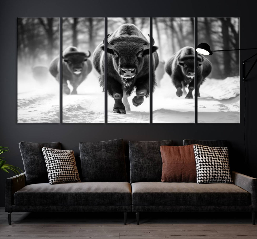 Cow Bighorn Wall Art Canvas Print, Longhorn Texas Large Cow Animal Canvas Print