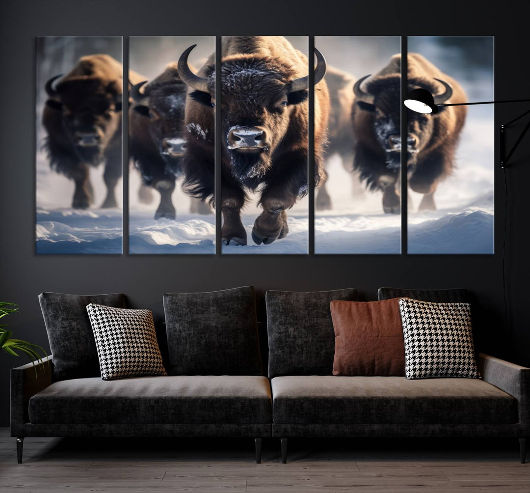 Cow Bighorn Wall Art Canvas Print, Longhorn Texas Large Cow Animal Canvas Print