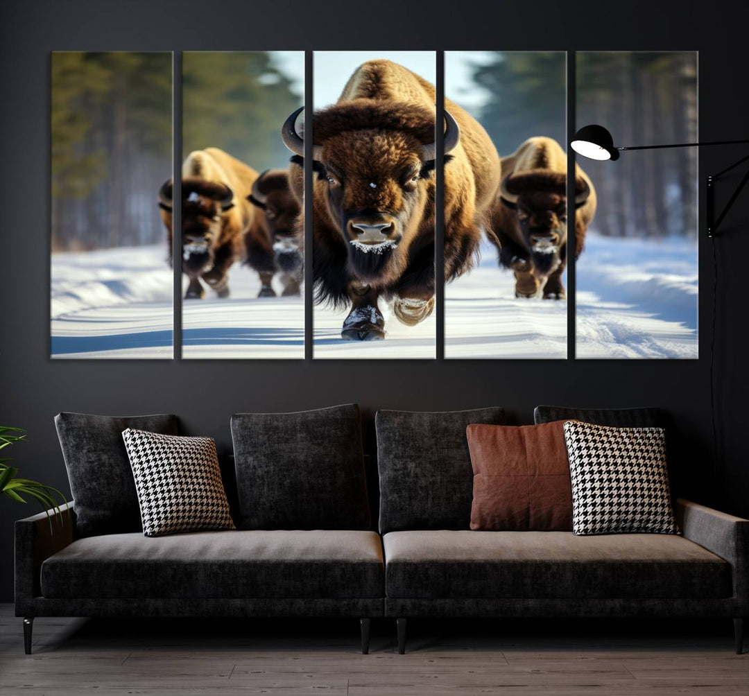 Cow Bighorn Wall Art Canvas Print, Longhorn Texas Large Cow Animal Canvas Print