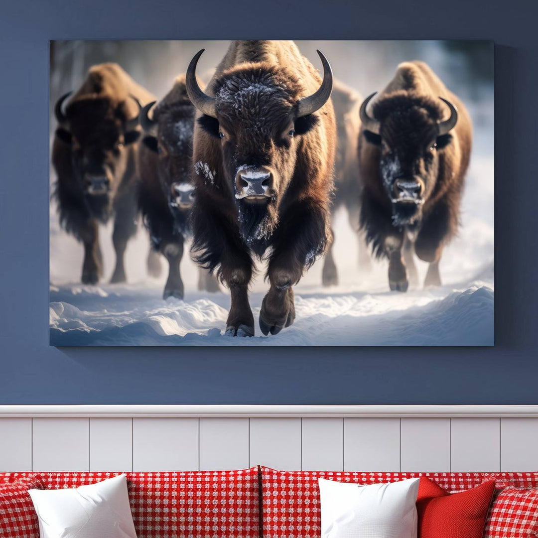 Cow Bighorn Wall Art Canvas Print, Longhorn Texas Large Cow Animal Canvas Print