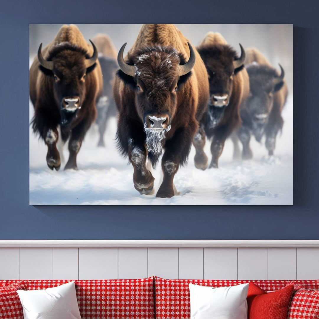 Cow Bighorn Wall Art Canvas Print, Longhorn Texas Large Cow Animal Canvas Print