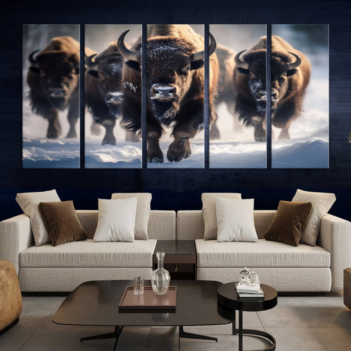 Cow Bighorn Wall Art Canvas Print, Longhorn Texas Large Cow Animal Canvas Print