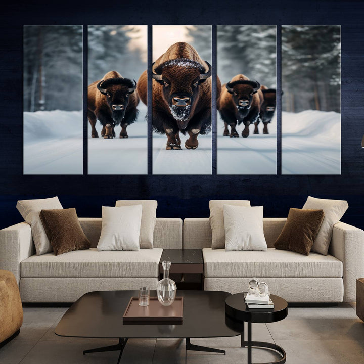 Cow Bighorn Wall Art Canvas Print, Longhorn Texas Large Cow Animal Canvas Print