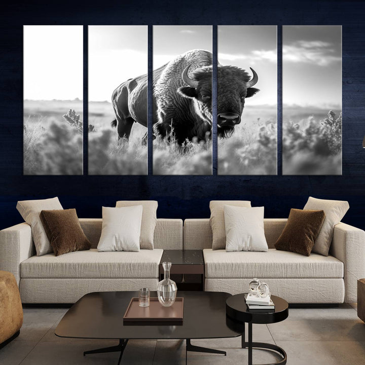 Cow Bighorn Wall Art Canvas Print, Longhorn Texas Large Cow Animal Canvas Print