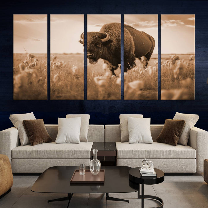 Cow Bighorn Wall Art Canvas Print, Longhorn Texas Large Cow Animal Canvas Print