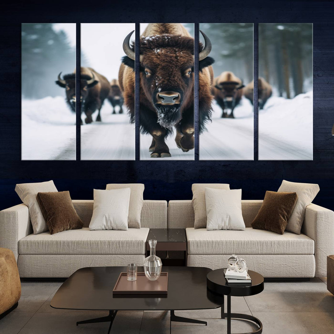 Cow Bighorn Wall Art Canvas Print, Longhorn Texas Large Cow Animal Canvas Print