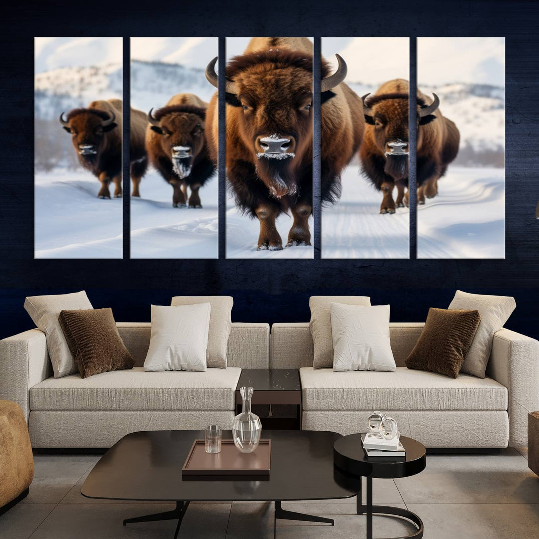 Cow Bighorn Wall Art Canvas Print, Longhorn Texas Large Cow Animal Canvas Print