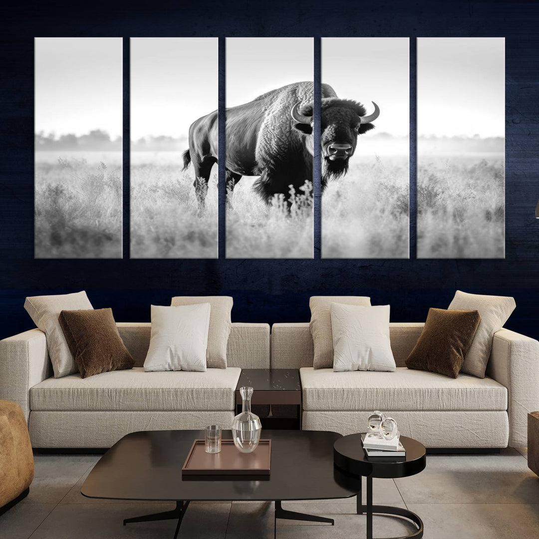 Cow Bighorn Wall Art Canvas Print, Longhorn Texas Large Cow Animal Canvas Print