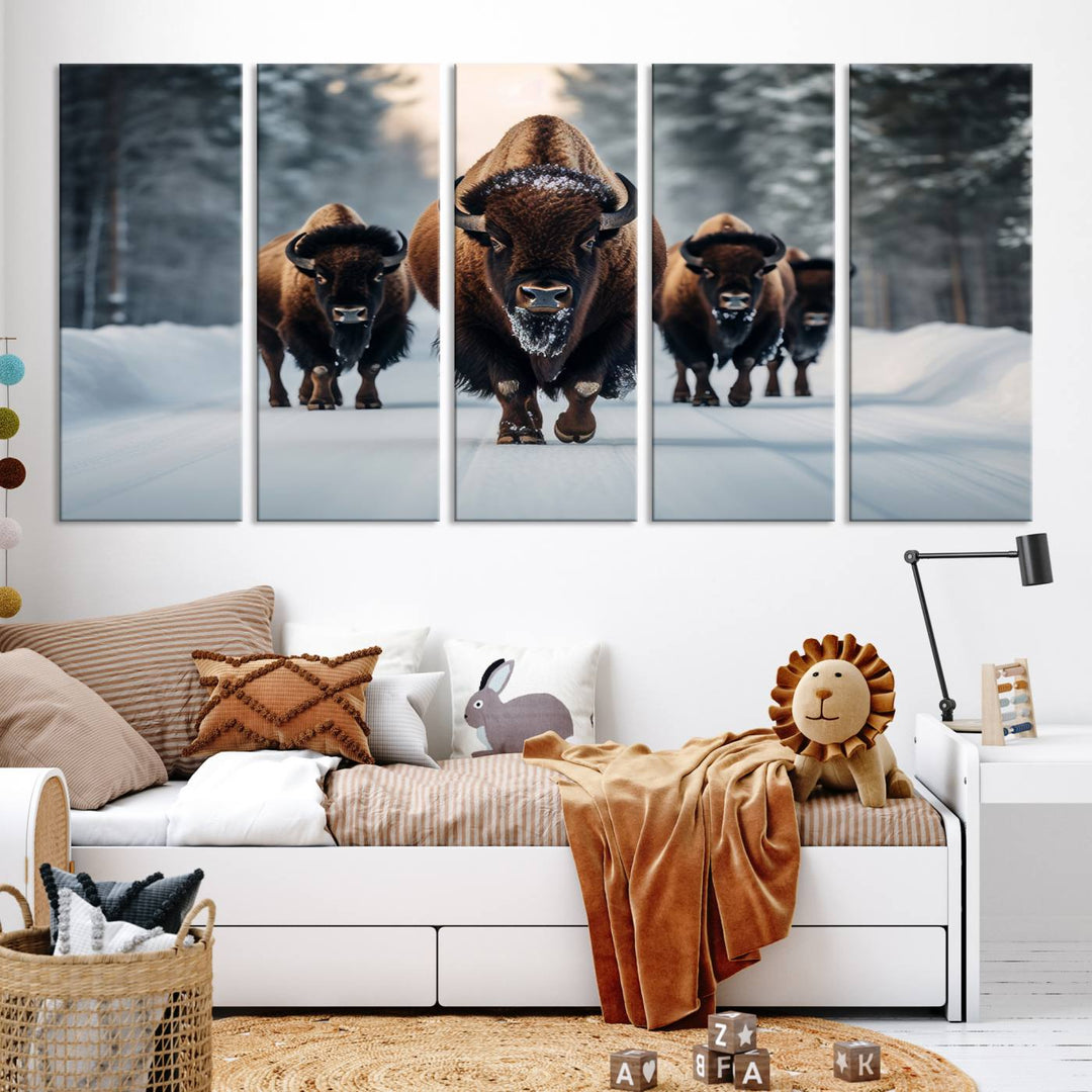 Cow Bighorn Wall Art Canvas Print, Longhorn Texas Large Cow Animal Canvas Print