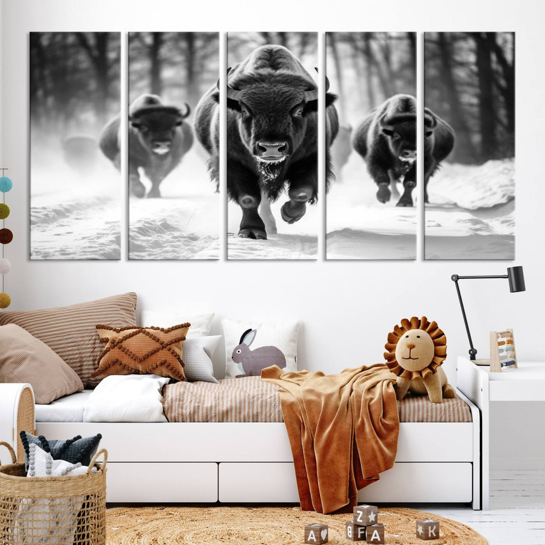 Cow Bighorn Wall Art Canvas Print, Longhorn Texas Large Cow Animal Canvas Print