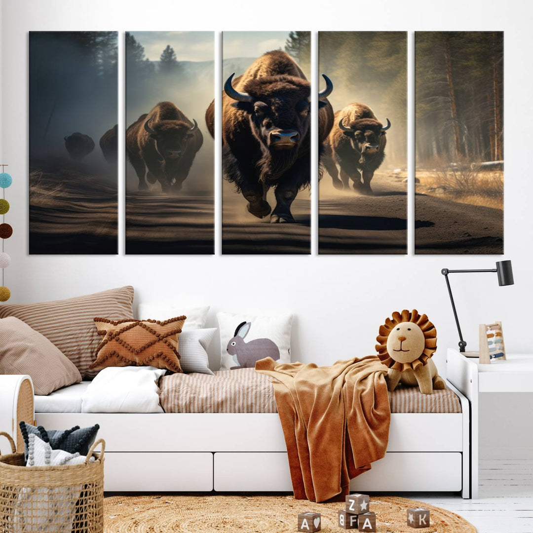 Cow Bighorn Wall Art Canvas Print, Longhorn Texas Large Cow Animal Canvas Print