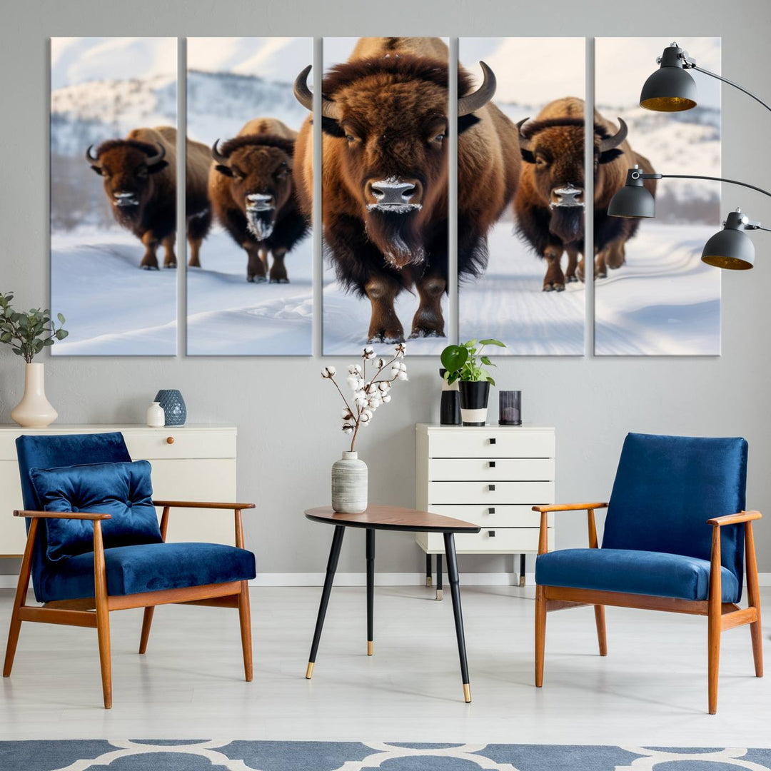 Cow Bighorn Wall Art Canvas Print, Longhorn Texas Large Cow Animal Canvas Print