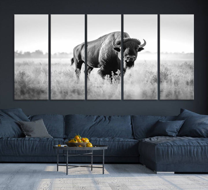 Cow Bighorn Wall Art Canvas Print, Longhorn Texas Large Cow Animal Canvas Print