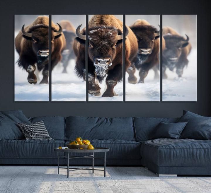 Cow Bighorn Wall Art Canvas Print, Longhorn Texas Large Cow Animal Canvas Print