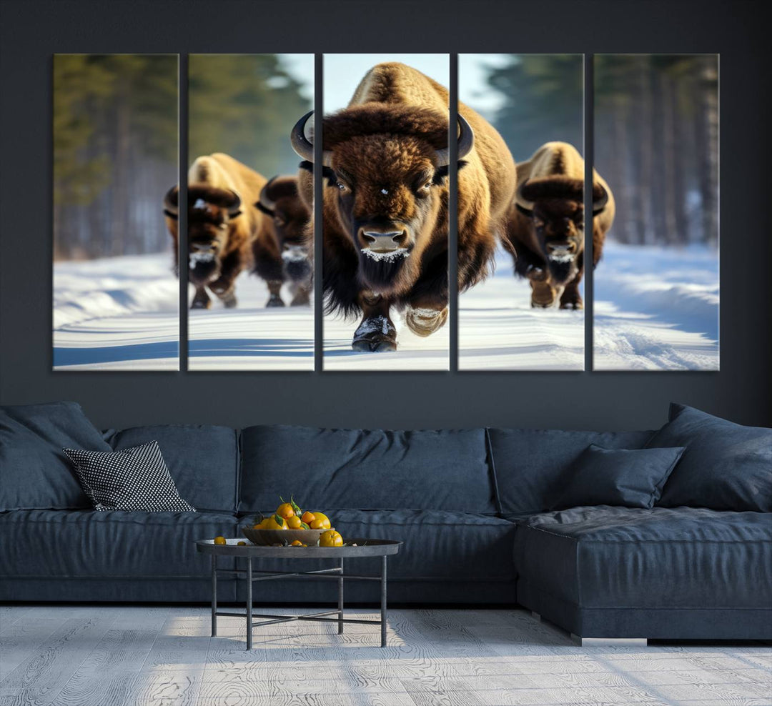 Cow Bighorn Wall Art Canvas Print, Longhorn Texas Large Cow Animal Canvas Print