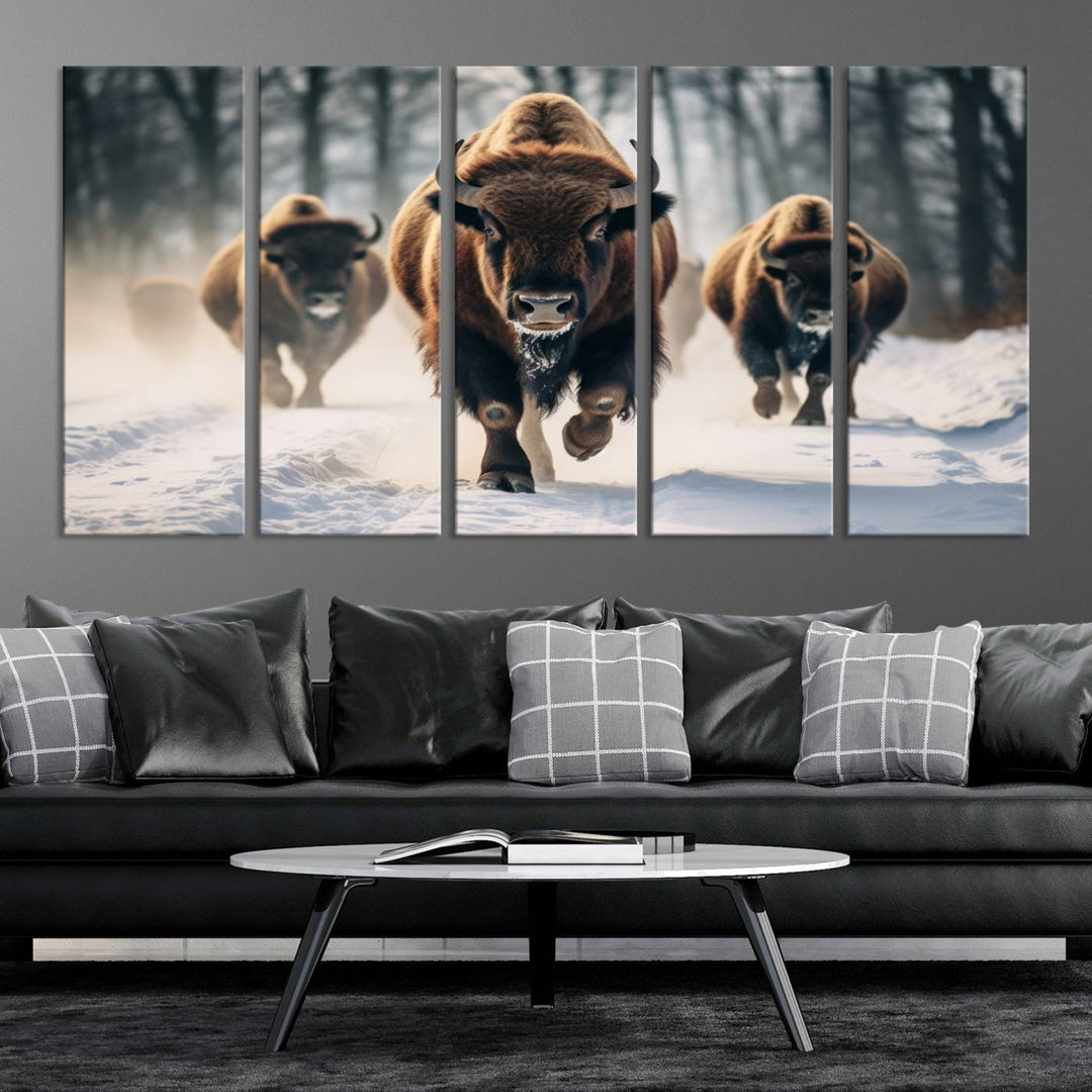 Cow Bighorn Wall Art Canvas Print, Longhorn Texas Large Cow Animal Canvas Print