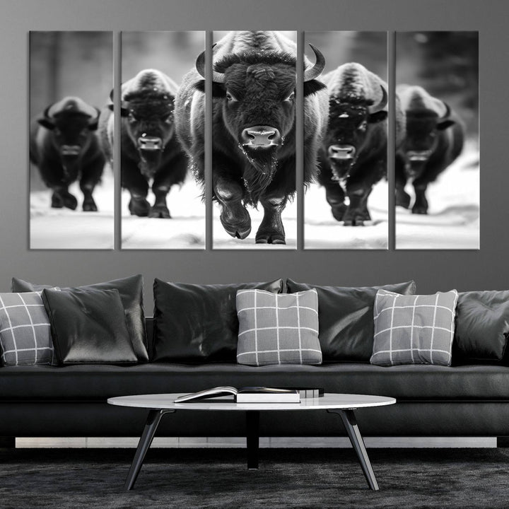 Cow Bighorn Wall Art Canvas Print, Longhorn Texas Large Cow Animal Canvas Print