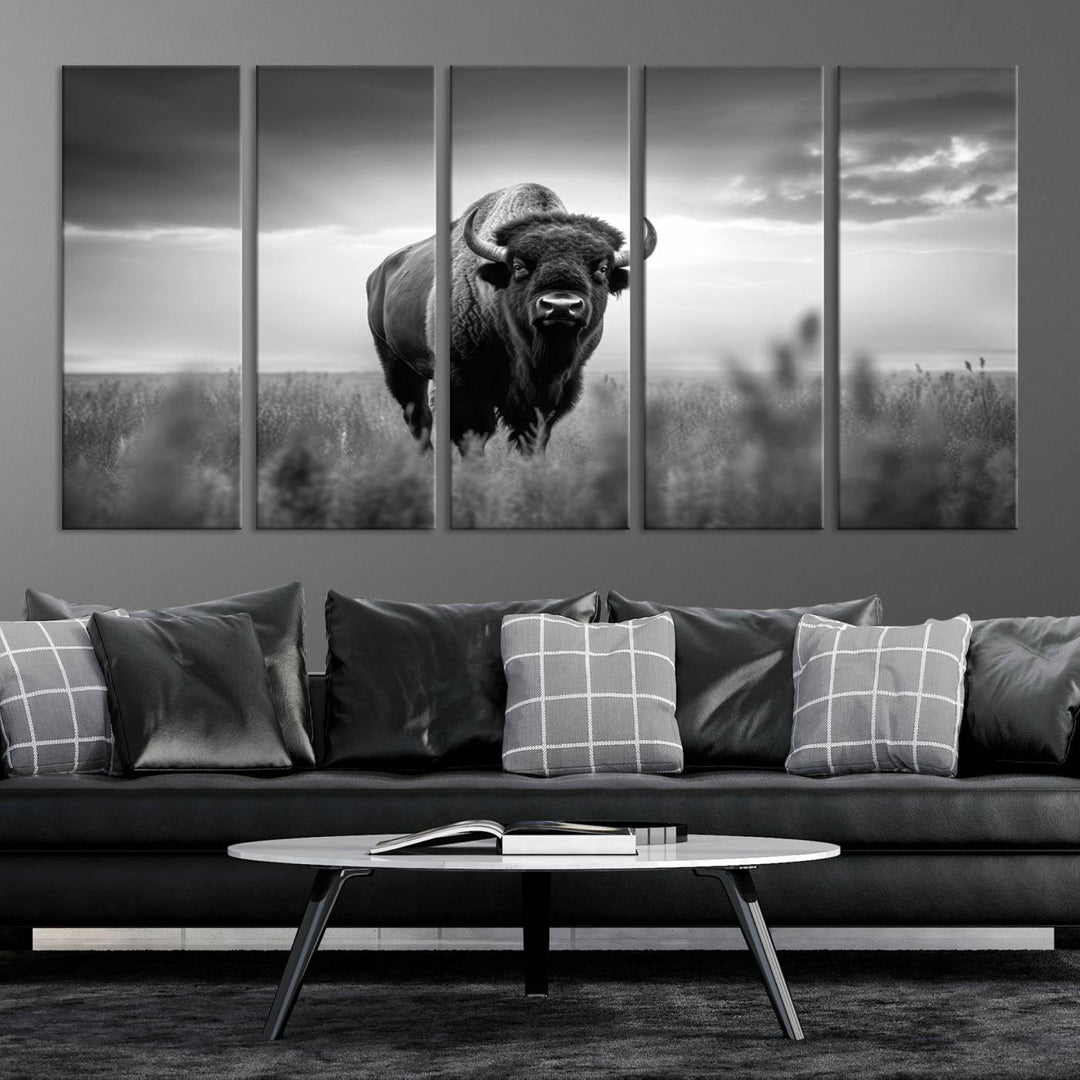 Cow Bighorn Wall Art Canvas Print, Longhorn Texas Large Cow Animal Canvas Print