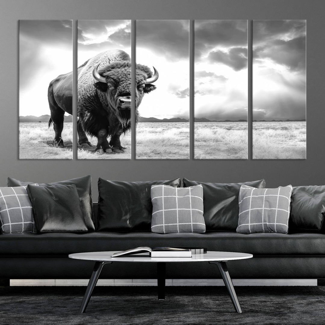 Cow Bighorn Wall Art Canvas Print, Longhorn Texas Large Cow Animal Canvas Print