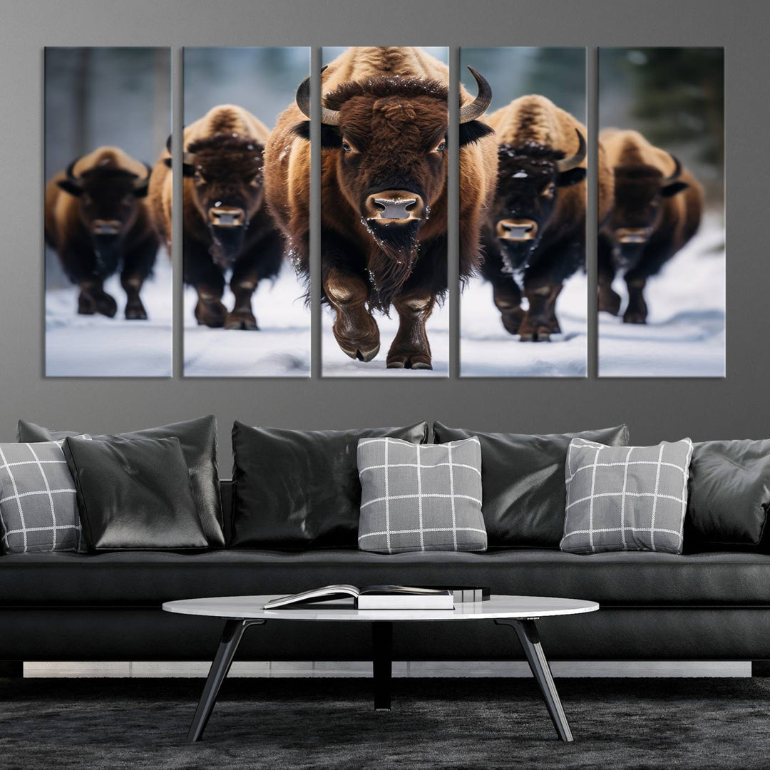 Cow Bighorn Wall Art Canvas Print, Longhorn Texas Large Cow Animal Canvas Print